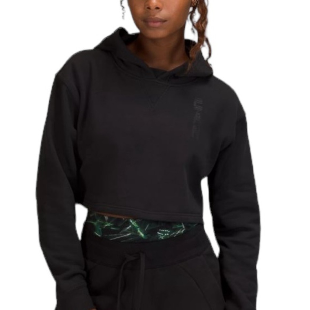 Lululemon All Yours Cropped Hoodie Dark Grey French Terry Size M